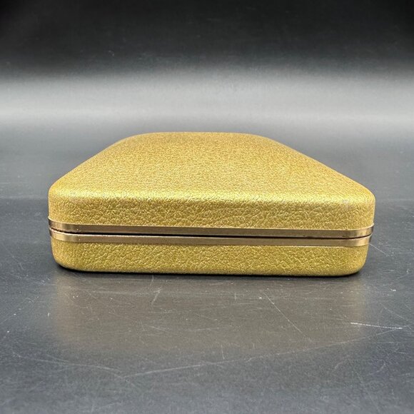 Vintage Travel Jewelry Case Clamshell Earring Organizer Gold 70s Retro Glamour - Picture 5 of 14